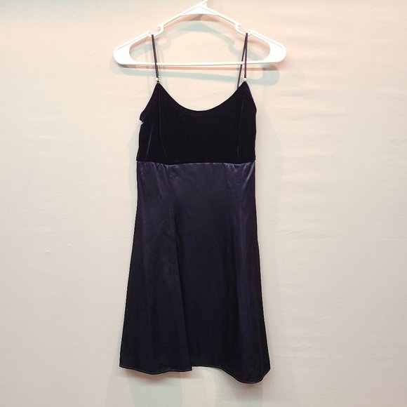 Gunne Sax Jessica McClintock Dress Blue Velvet Satin Mini Juniors Womens 5 to 6 - Picture 1 of 9